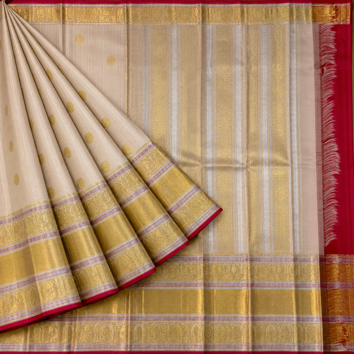 Ivory & Red Tissue Muhurtham Kanjivaram