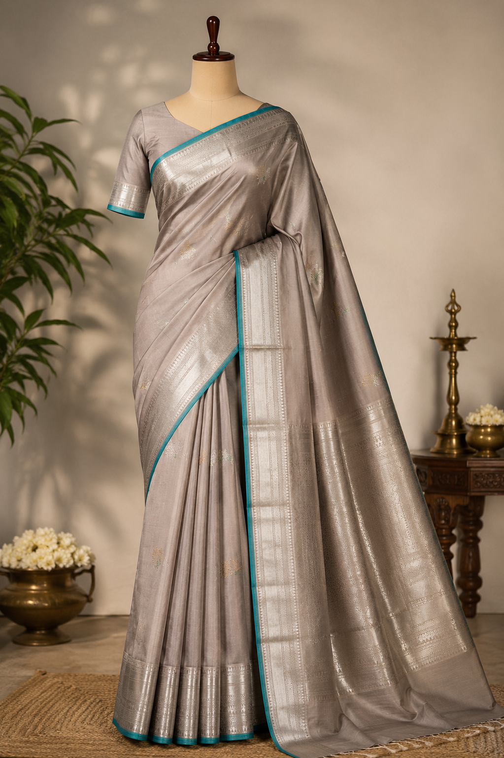 Suja Silks — emerald Kanjivaram silk with gold zari