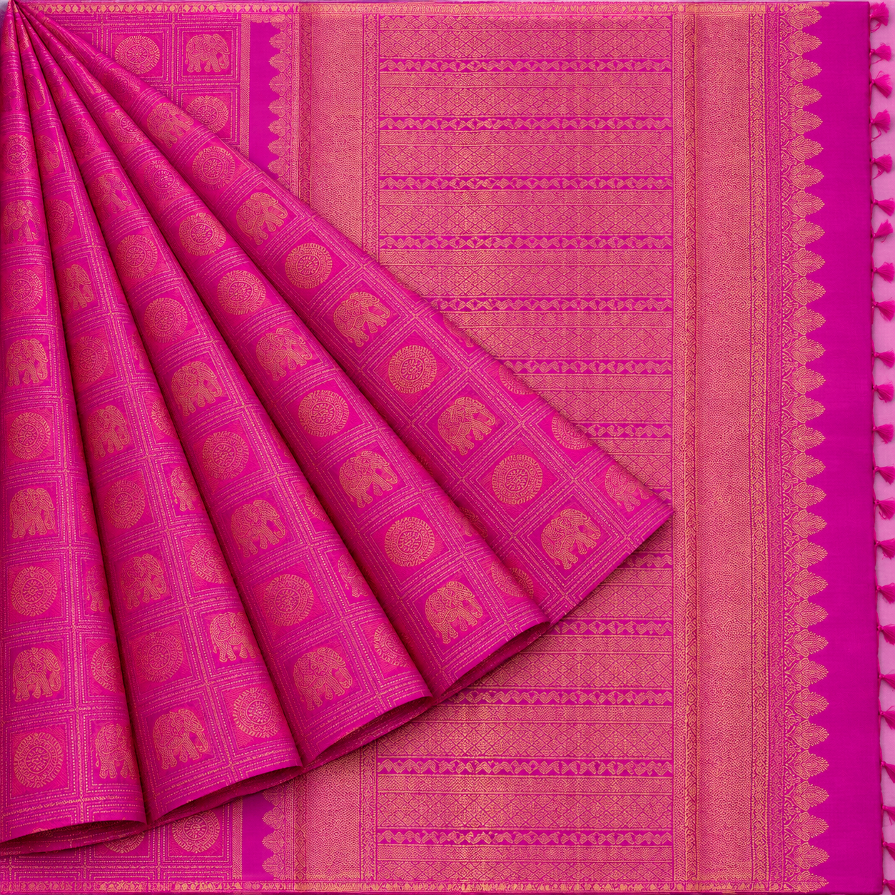 Magenta Elephant Butta Kanjivaram