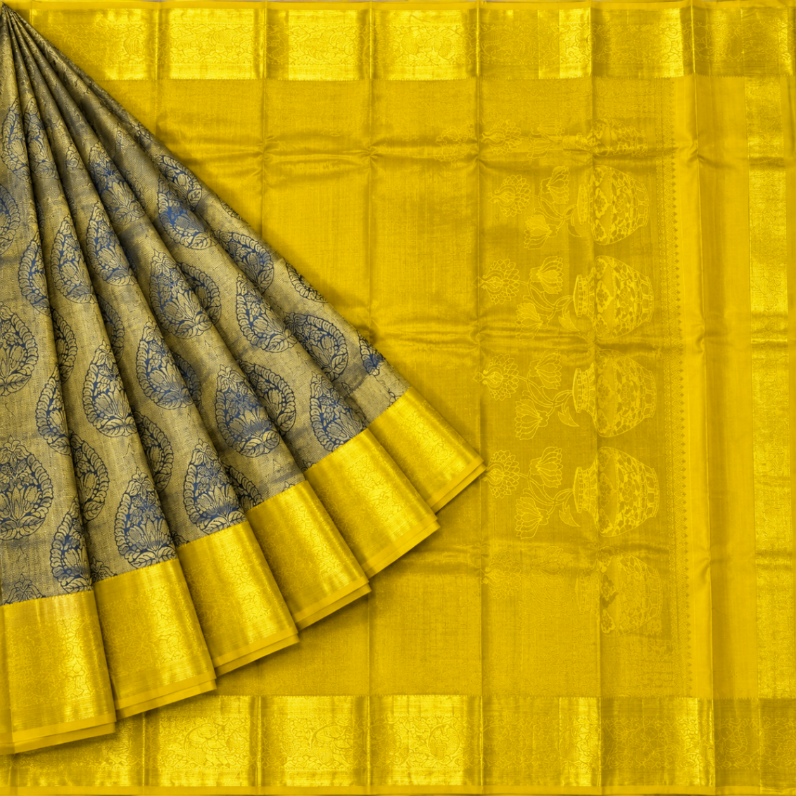 Mustard Paisley Brocade Kanjivaram
