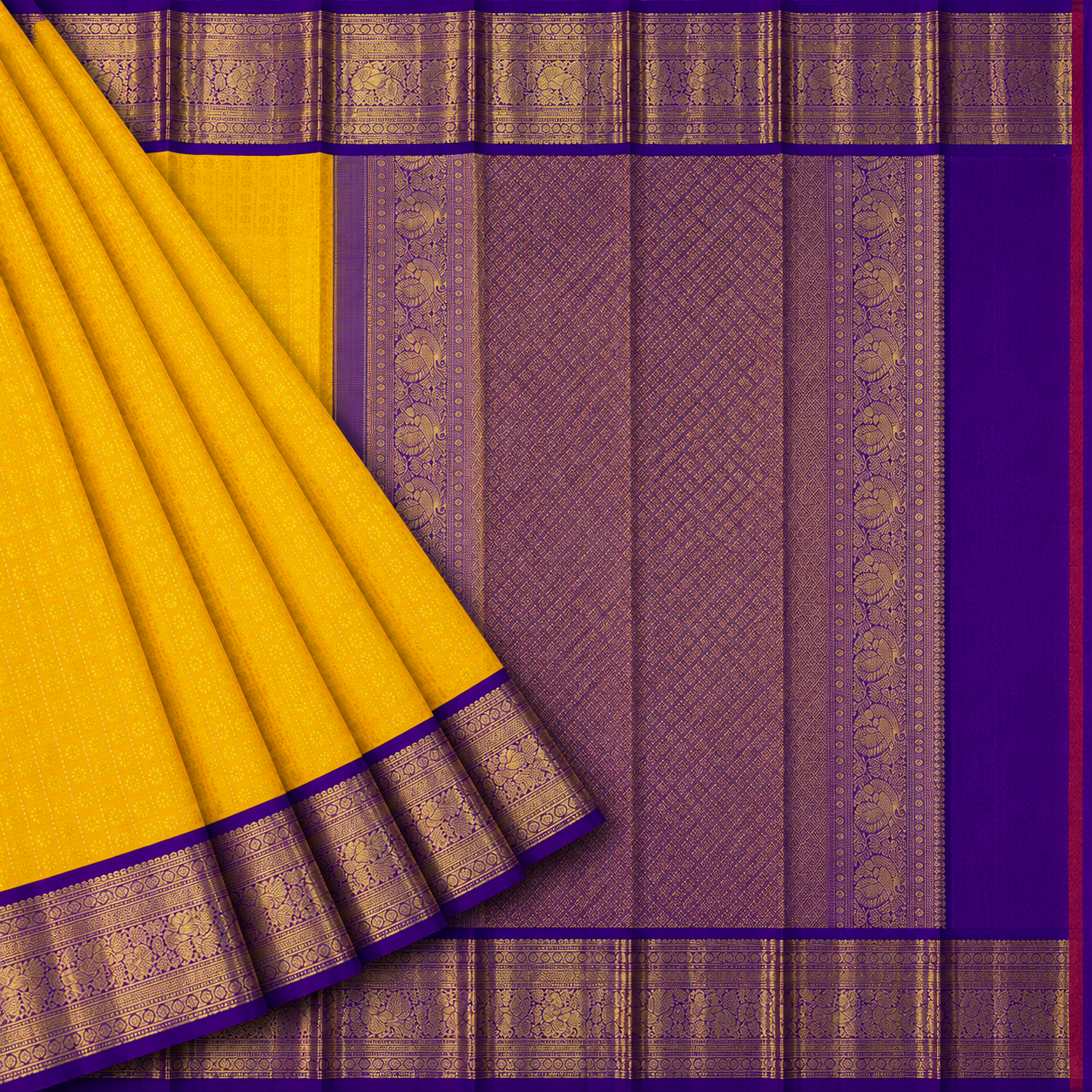 Mustard & Violet Kanjivaram